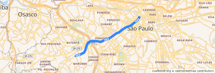 Mapa del recorrido Linha 4 - Amarela: São Paulo – Morumbi → Luz de la línea  en 상파울루.