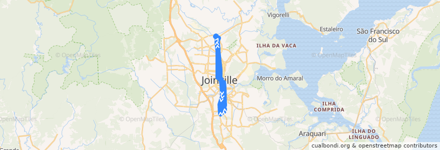 Mapa del recorrido Sul/Campus de la línea  en Joinville.