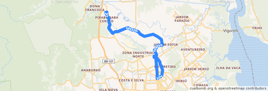 Mapa del recorrido Estrada da Ilha de la línea  en 若茵维莱.