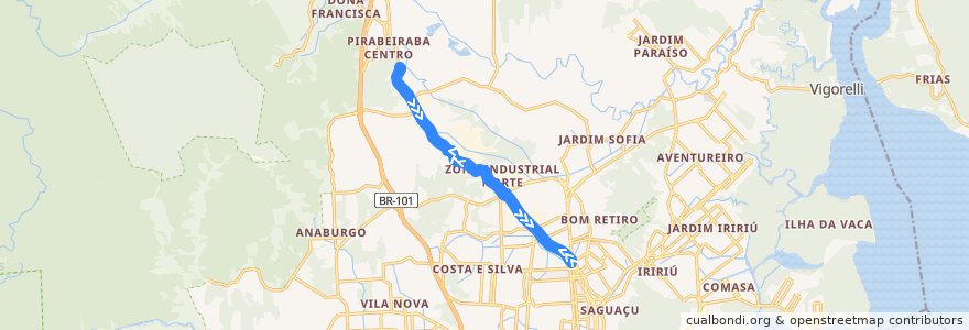 Mapa del recorrido Morro Cortado/Norte de la línea  en 조인빌리.