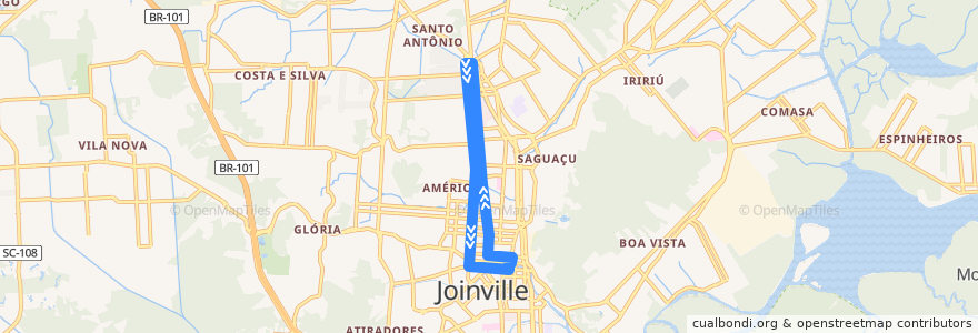 Mapa del recorrido Norte/Centro - Linha Direta de la línea  en Joinville.