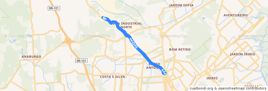 Mapa del recorrido Dona Francisca de la línea  en Joinville.