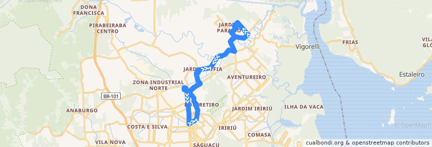 Mapa del recorrido Canto do Rio Circular de la línea  en Joinville.