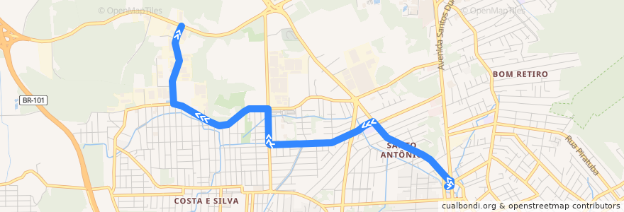 Mapa del recorrido Clodoaldo Gomes de la línea  en Joinville.