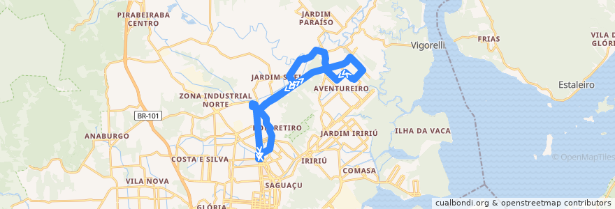 Mapa del recorrido Norte/Aeroporto de la línea  en 조인빌리.