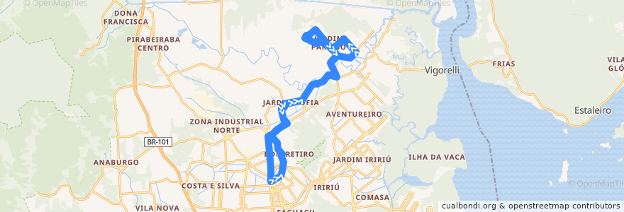 Mapa del recorrido Paraíso via Canto do Rio de la línea  en 조인빌리.