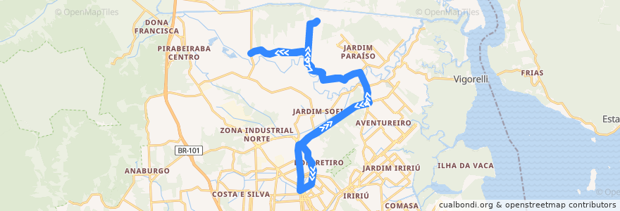 Mapa del recorrido Ribeirão do Cubatão - Circular de la línea  en Жоинвили.