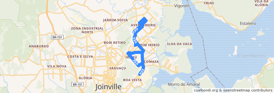 Mapa del recorrido Antônio Jorge Cecyn de la línea  en Joinville.