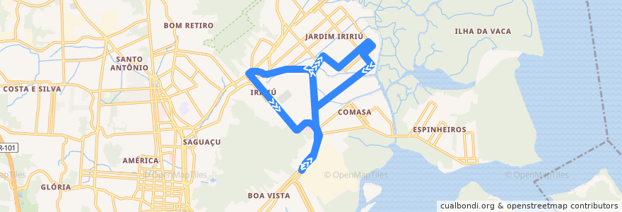 Mapa del recorrido Circular Ponte Serrada de la línea  en Joinville.