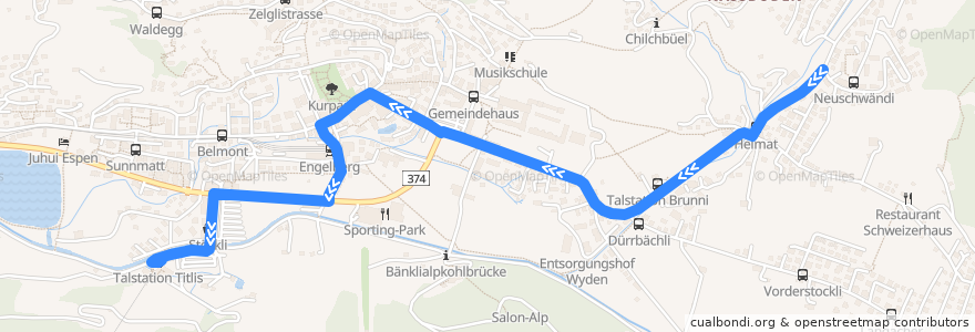 Mapa del recorrido Bus 3: Neuschwändi => Talstation Titlis de la línea  en Engelberg.