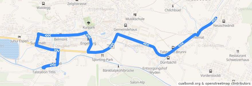 Mapa del recorrido Bus 5: Talstation Titlis => Neuschwändi de la línea  en Engelberg.