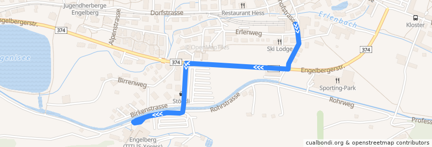 Mapa del recorrido Bus 7: Talstation Titlis => Bahnhof ZB de la línea  en Engelberg.