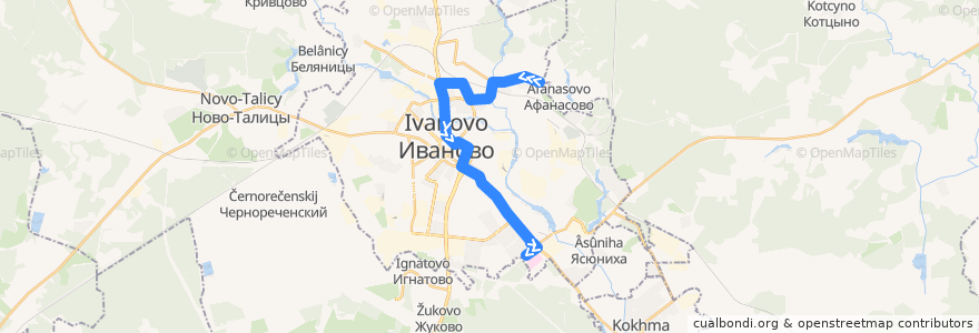 Mapa del recorrido Троллейбус №8: Афанасово - Областная больница de la línea  en городской округ Иваново.