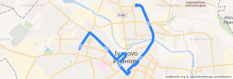 Mapa del recorrido Троллейбус №9: Энергоуниверситет - ЖД Вокзал de la línea  en Ivanovo.