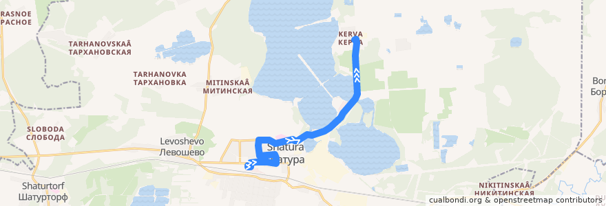 Mapa del recorrido Автобус №9: Шатура - пр. Ильича - Керва de la línea  en городской округ Шатура.