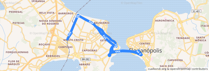 Mapa del recorrido Ônibus 630: Corredor Continente de la línea  en فلوريانوبوليس.