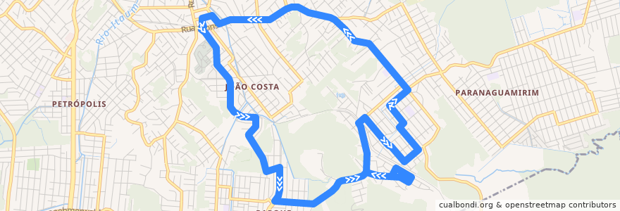 Mapa del recorrido Circular Paranaguamirim de la línea  en Joinville.