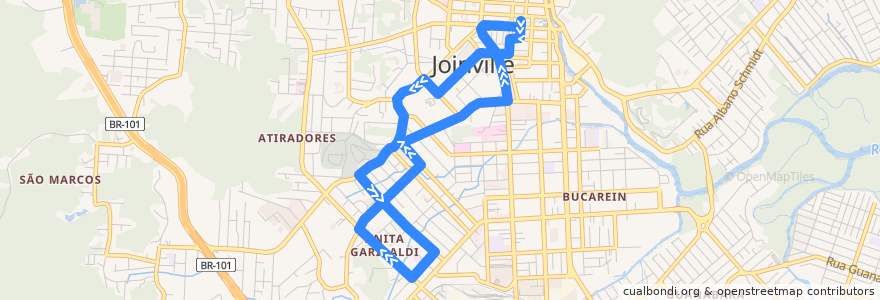 Mapa del recorrido Rodoviária via Sociesc de la línea  en Joinville.