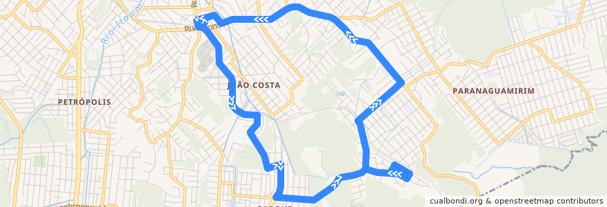 Mapa del recorrido São Domingos via Itaum Costa de la línea  en Joinville.