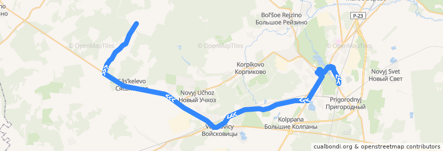 Mapa del recorrido Автобус № 542: Гатчина, Варшавский вокзал => Туганицы de la línea  en Гатчинский округ.