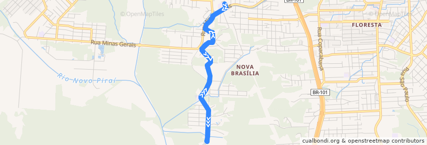 Mapa del recorrido Jativoca via Minas Gerais - Olaria de la línea  en 조인빌리.