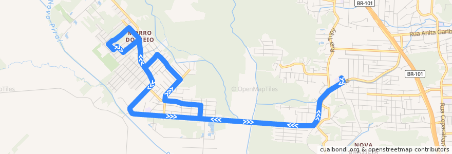 Mapa del recorrido Morro do Meio via Pitaguaras de la línea  en 조인빌리.