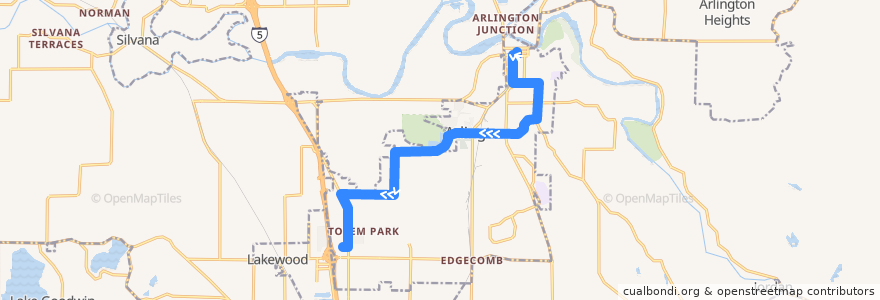 Mapa del recorrido Community Transit Route 220 de la línea  en Arlington.