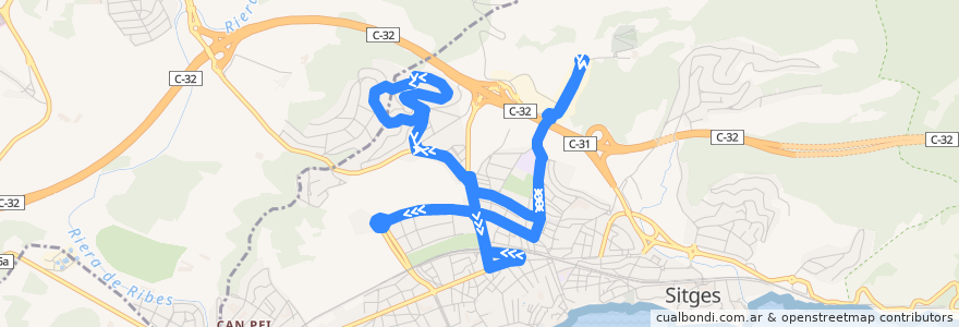 Mapa del recorrido Línia 1: Poble Sec - Vallpineda de la línea  en Garraf.