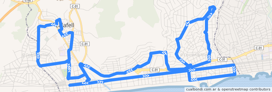 Mapa del recorrido Línia 3 de la línea  en Calafell.