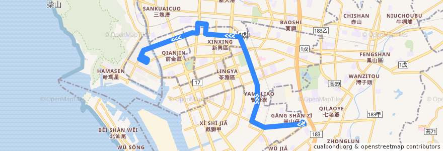 Mapa del recorrido 82路(往程) de la línea  en 高雄市.