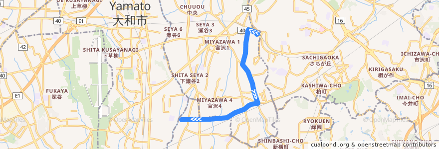 Mapa del recorrido 神奈中バス 境01系統(三ツ境駅→上飯田車庫) de la línea  en يوكوهاما.