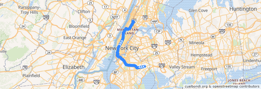 Mapa del recorrido NYCS - 3 Train: New Lots Avenue → Harlem–148th Street de la línea  en نیویورک.
