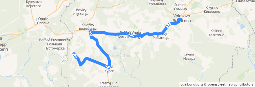 Mapa del recorrido Автобус № 41: Беседа => Волосово de la línea  en Большеврудское сельское поселение.