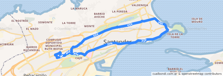 Mapa del recorrido 7C2: Joaquín Bustamante - Piquío de la línea  en Santander.