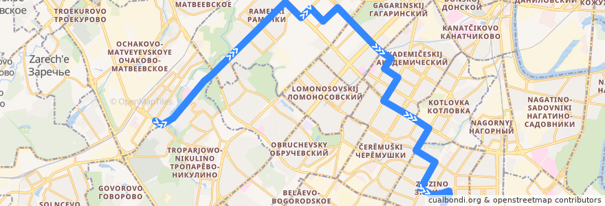 Mapa del recorrido Автобус 57: Озёрная улица => Большая Юшуньская улица de la línea  en Moskau.