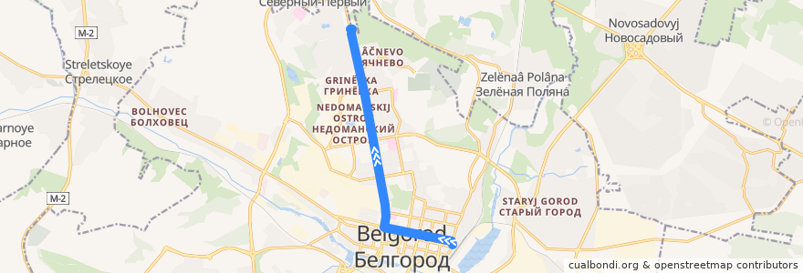 Mapa del recorrido Троллейбус №1 Ж/д Вокзал - Аэропорт de la línea  en городской округ Белгород.