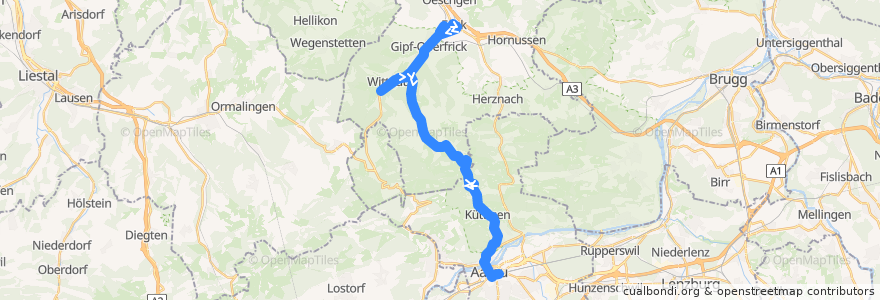 Mapa del recorrido Bus 136: Frick => Aarau de la línea  en Aargau.