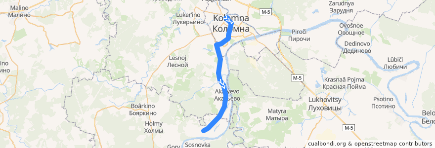 Mapa del recorrido Автобус: № 34 «Коломна (Старая Коломна) – Белые Колодези» de la línea  en городской округ Коломна.