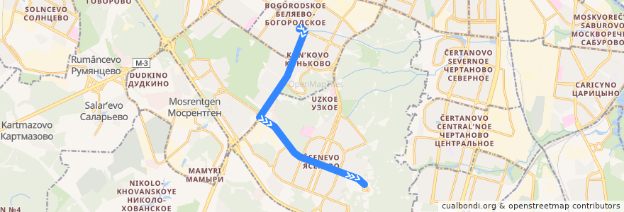 Mapa del recorrido Троллейбус №81: станция метро "Новоясеневская" - станция метро "Беляево" de la línea  en Юго-Западный административный округ.