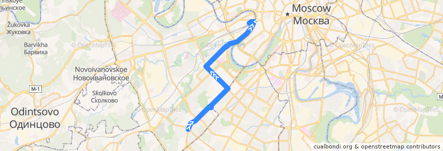 Mapa del recorrido Автобус Т34: Метро "Юго-Западная" - Киевский вокзал de la línea  en Moscow.