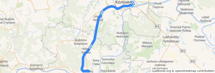 Mapa del recorrido Рельсовый автобус Голутвин - Озёры de la línea  en городской округ Коломна.