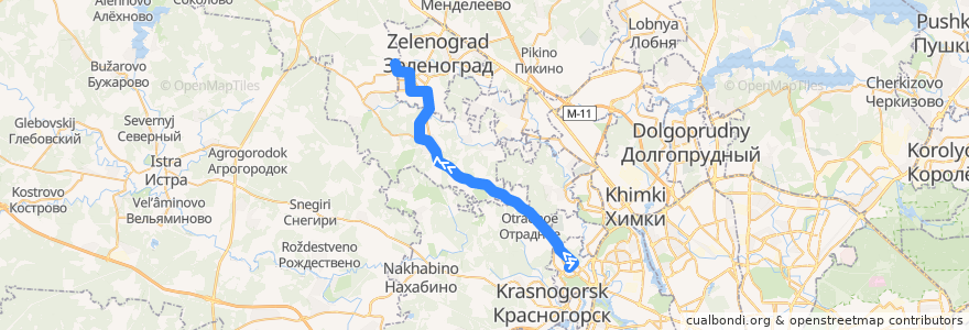 Mapa del recorrido Автобус № 400к "м. Митино - 14-й микрорайон" de la línea  en Oblast de Moscou.