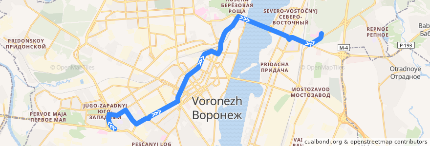 Mapa del recorrido Автобус №120: Юго-Западный рынок - Больница Электроника de la línea  en городской округ Воронеж.