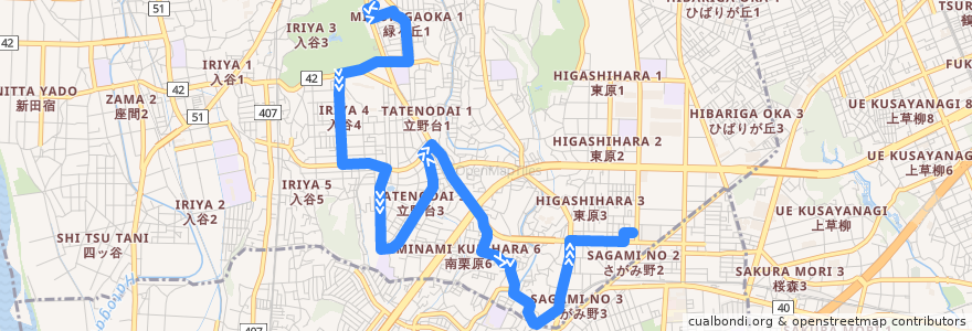 Mapa del recorrido さがみ野コース de la línea  en Prefettura di Kanagawa.