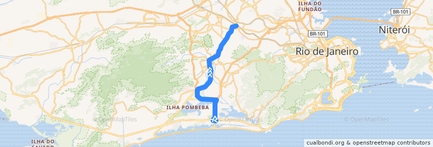 Mapa del recorrido BRT 35 - Alvorada → Madureira de la línea  en Рио-де-Жанейро.