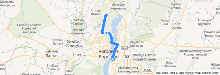 Mapa del recorrido Автобус №34: ВАСО - Сити-парк "Град" de la línea  en городской округ Воронеж.