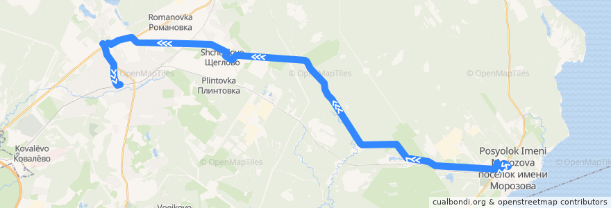 Mapa del recorrido Автобус № 512: посёлок имени Морозова => ж/д платформа "Всеволожсккая" de la línea  en Всеволожский район.