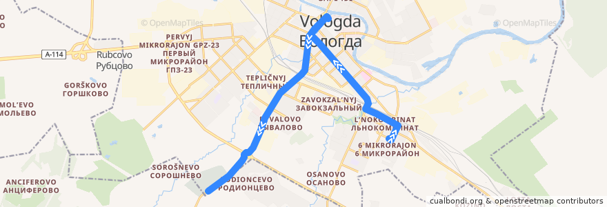 Mapa del recorrido Автобус №35: 6 мкр. - ГРС de la línea  en городской округ Вологда.