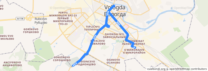 Mapa del recorrido Автобус №35: ГРС - 6 мкр. de la línea  en городской округ Вологда.