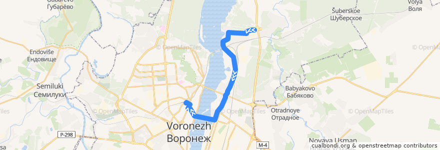 Mapa del recorrido Автобус №3Н: Видеофон - Вокзал Воронеж 1 de la línea  en Voronezh.